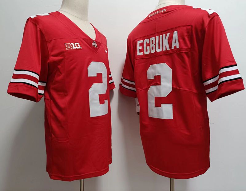 Men Ohio State Buckeyes 2 Egbuka Red Nike 2025 NCAA Jersey